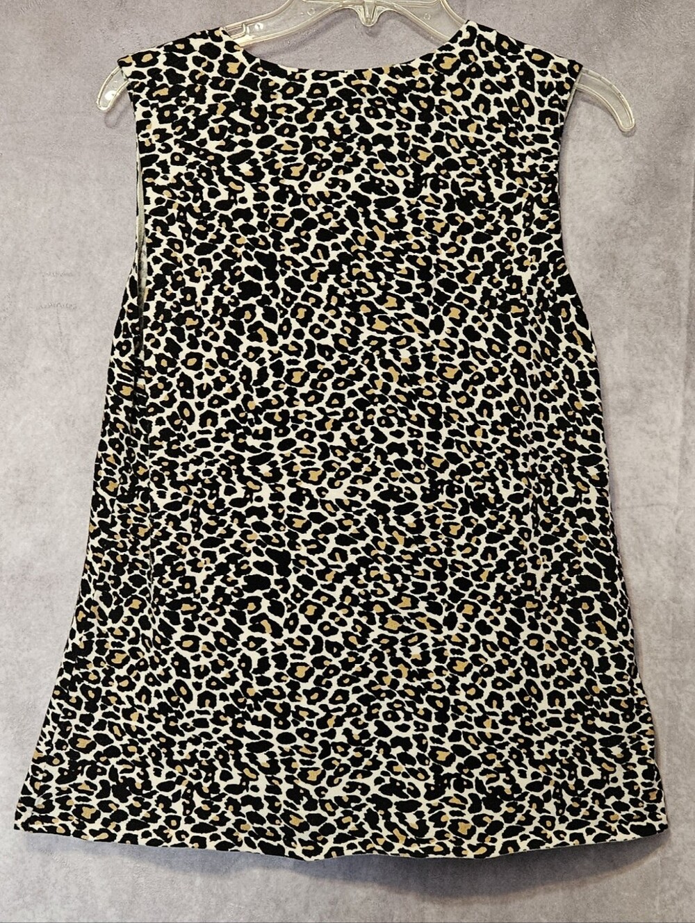 Cable Gauge Animal Leopard Print Sleeveless Top Tank XL Gold Quarter Zip - Picture 3 of 7